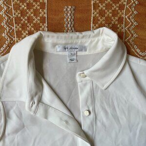 Women's St. John Sleeveless Blouse – Soft White/Ivory – Silk Tunic – Medium